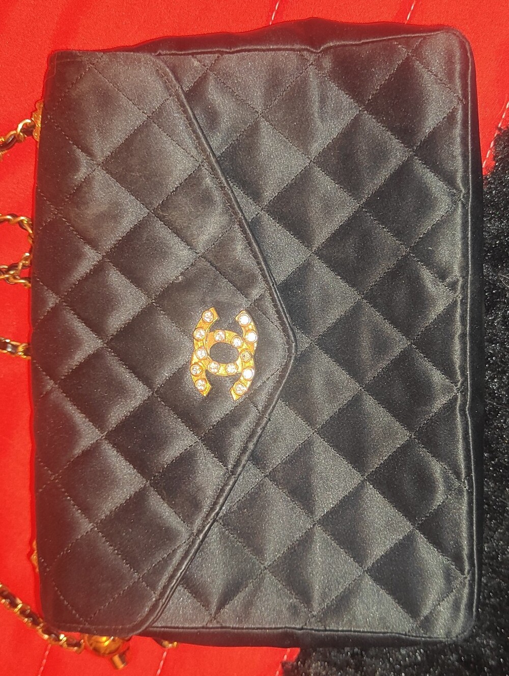 Vintage chanel crystal satin flap